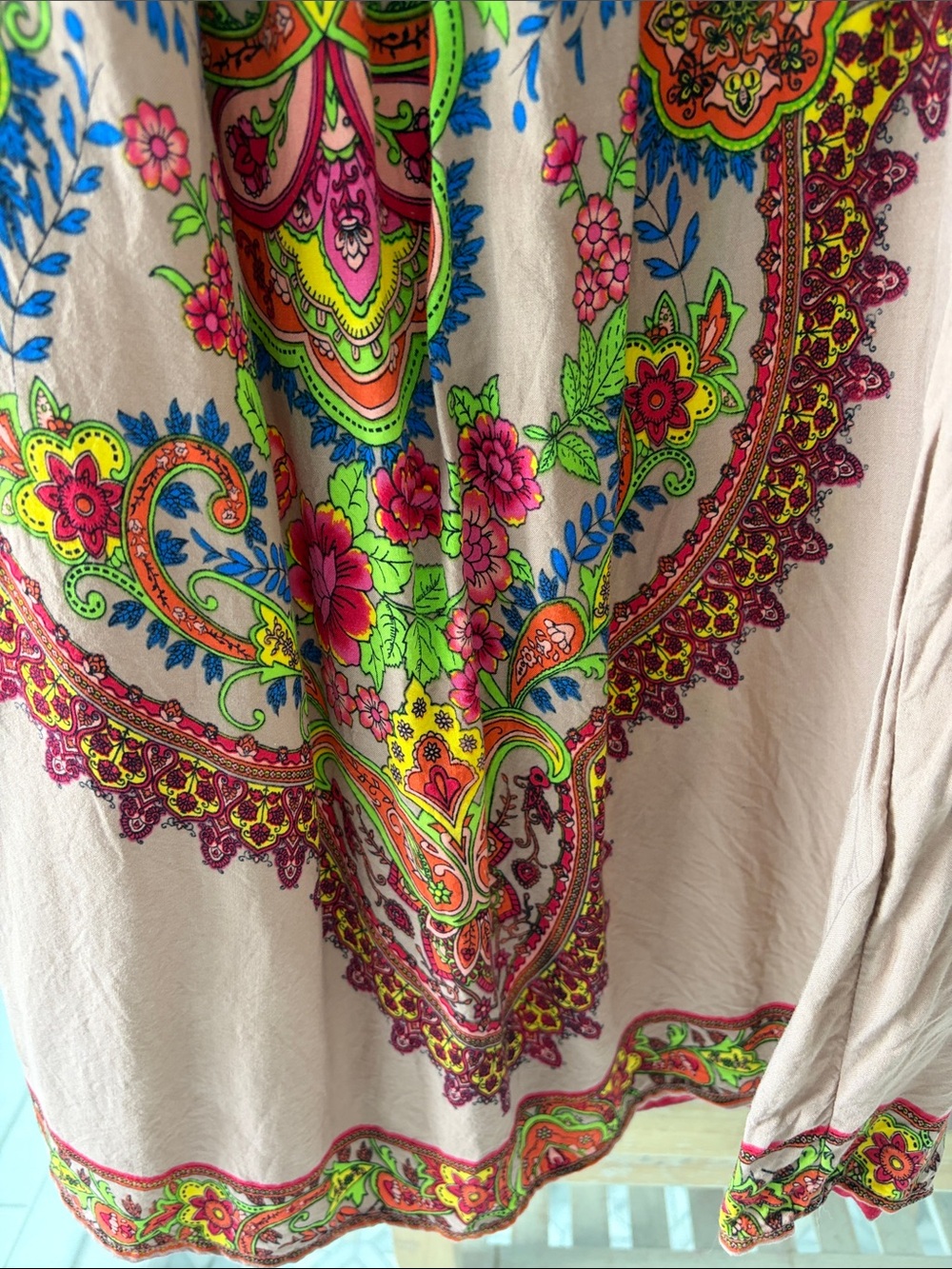 Flying Tomato Tapestry Vibrant Boho Floral smocked Strapless Halter Maxi Dress L - Picture 2 of 9